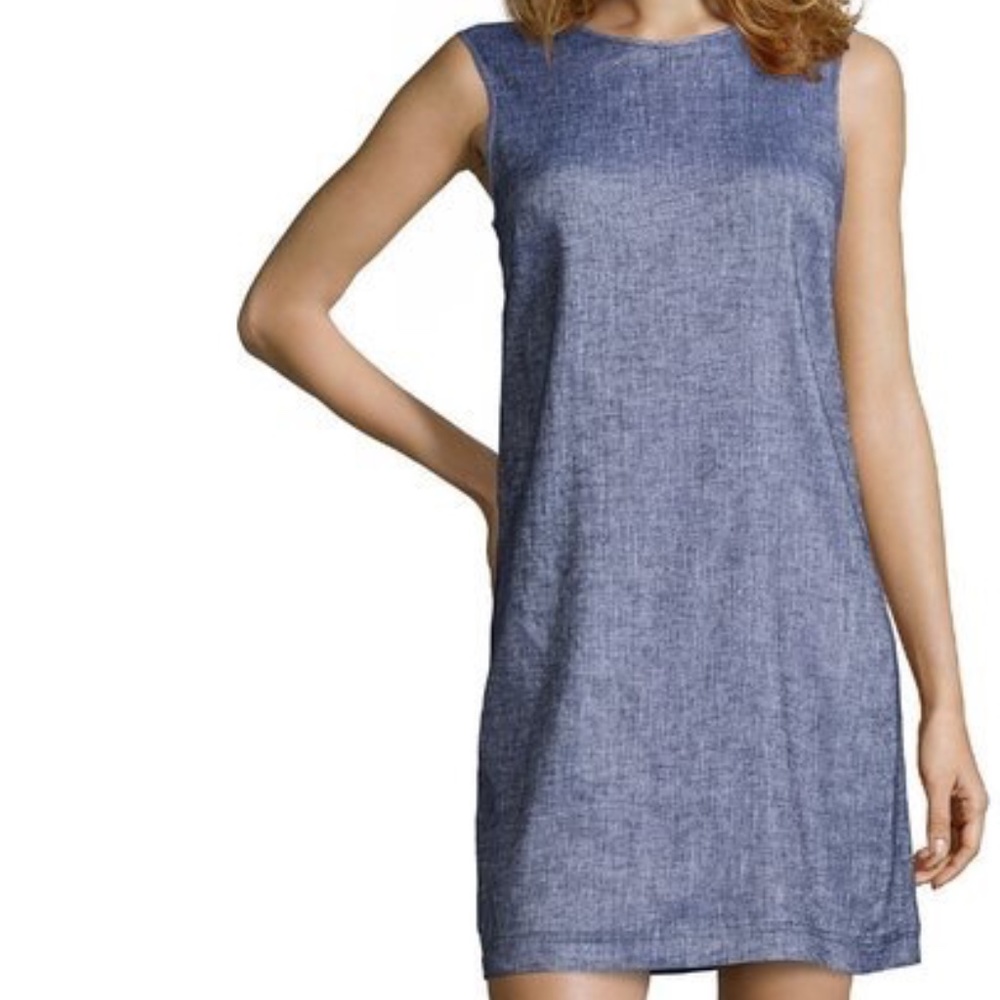 Blue Linen Shift Dress